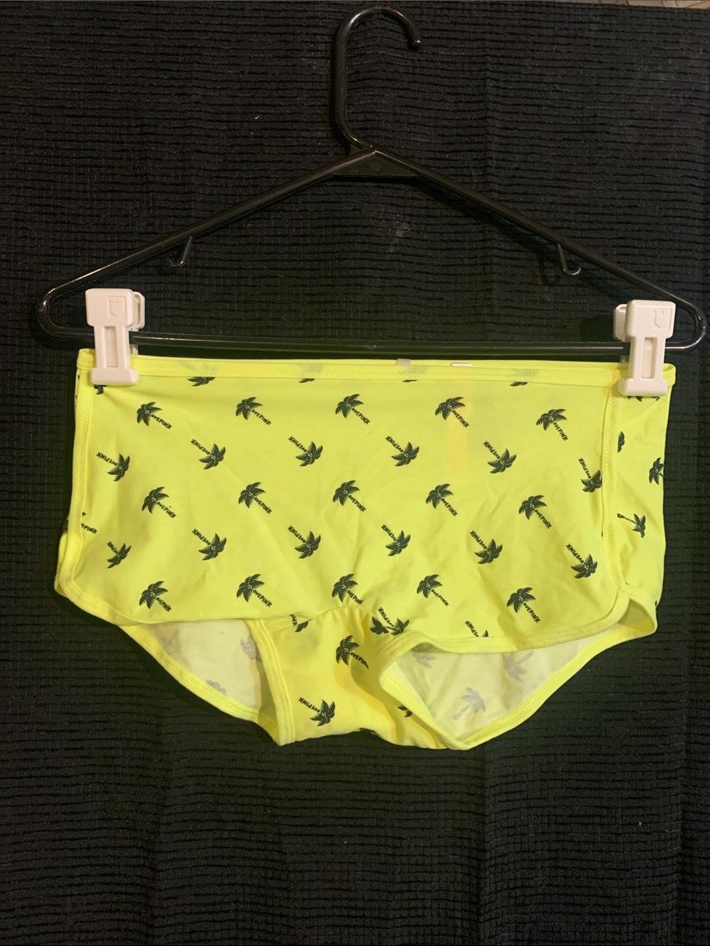 PINK Victoria's Secret Neon Yellow Palm-Print Boyshort Panty
